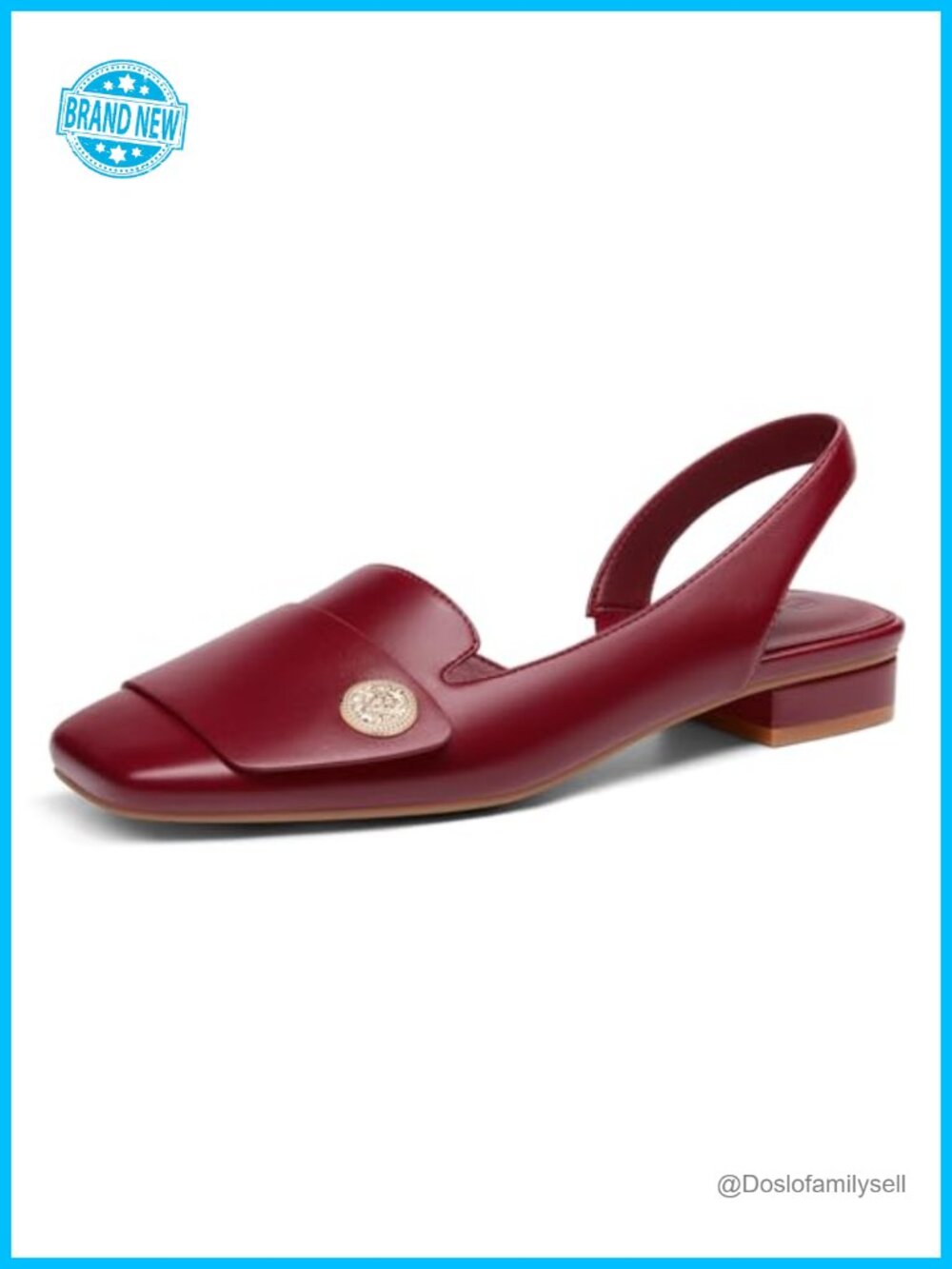 Faux Leather Slingback Square Toe Block Heel D'Orsay Pumps Work Dress Shoes
